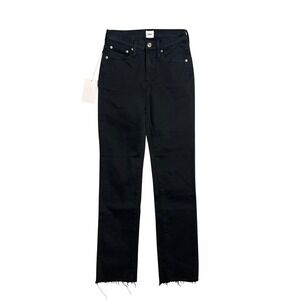 Edwin Shape‎ Straight Leg Ankle Jeans Womens Size 24 Black Wash Raw Hem NWT